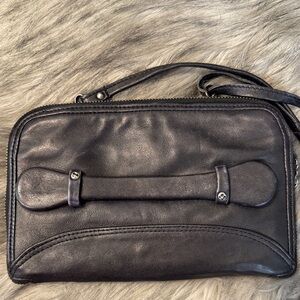 PRICE FIRM Elegant Black Leather Crossbody/Clutch Bag